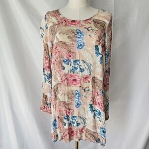 O'Neill Patchwork Floral Tunic Top/Mini Dress - Long Sleeve Size Large